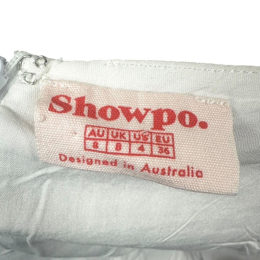 Showpo White Babydoll Mini Dress Puff Sleeves Square Neck‎ Milkmaid US Size 4 - Picture 4 of 13
